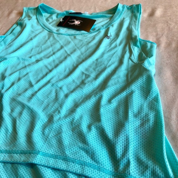Spyder Women's Vista Tech Aqua Green T-Shirt - Picture 2 of 4